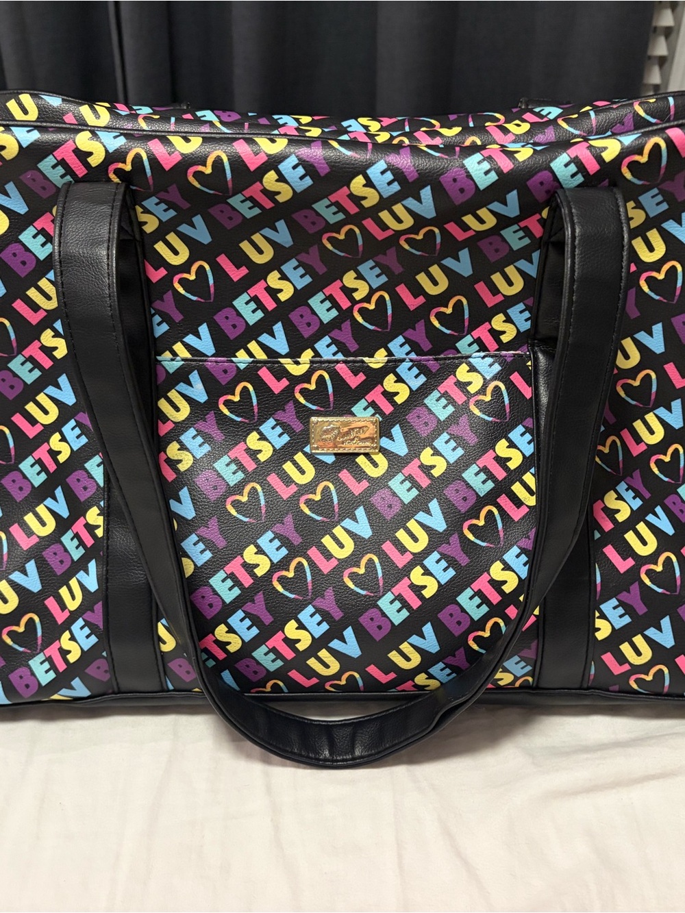 Betsey Johnson Weekender and Wrislet (2 Pieces) Multicolor LUV Logo - Picture 10 of 13